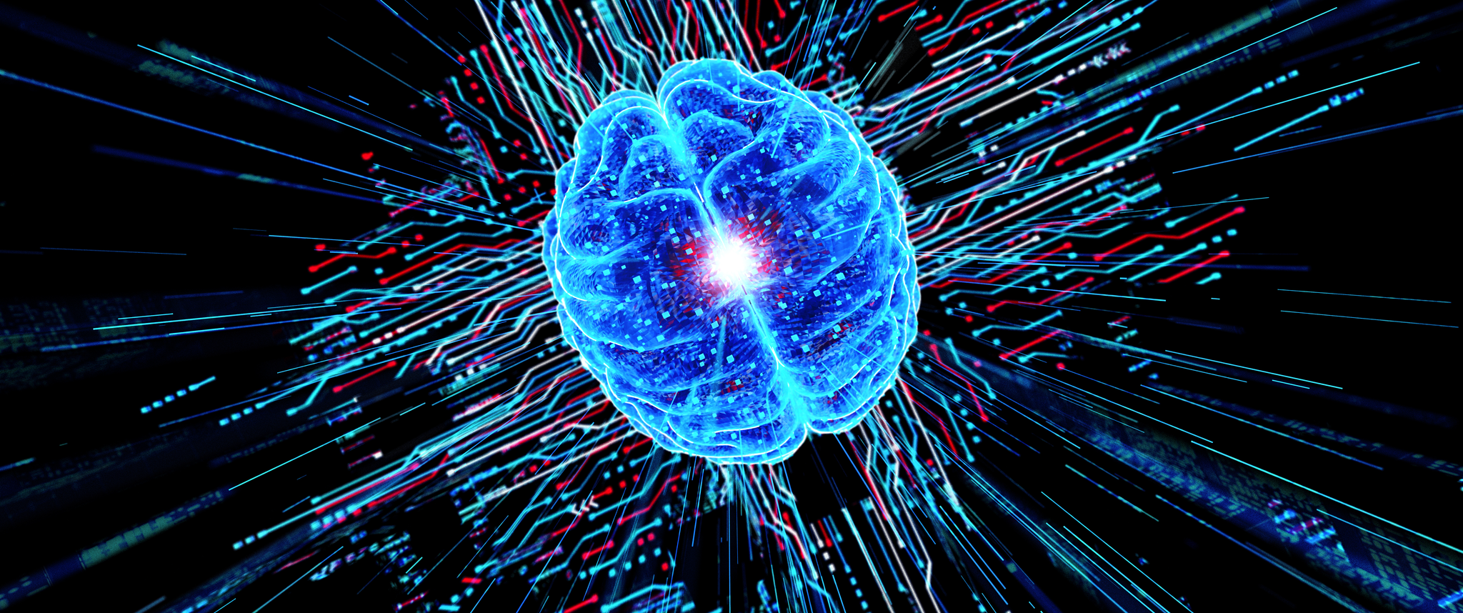 A brain with colorful circuit board representing Artificial Intelligence