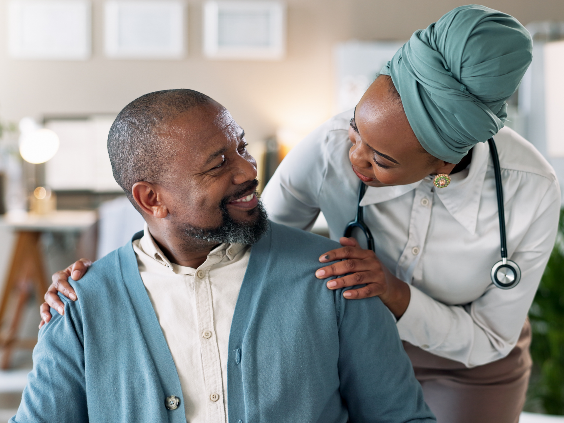 Man suffering from migraine visiting neurologist