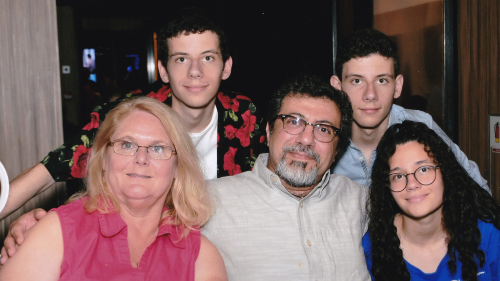 Fred Rahmanian with his wife and triplet teenage children